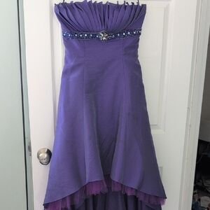 Purple Strapless Dress with Beaded Detail